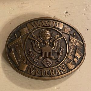 WWII Veteran Brass Belt Buckle